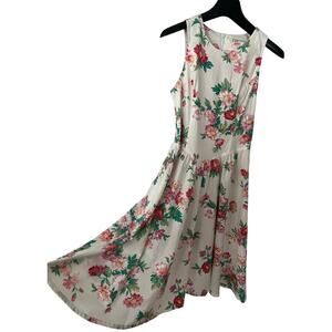 Vintage 100% cotton white colorful floral Eber dress sz 5 Small USA cottagecore